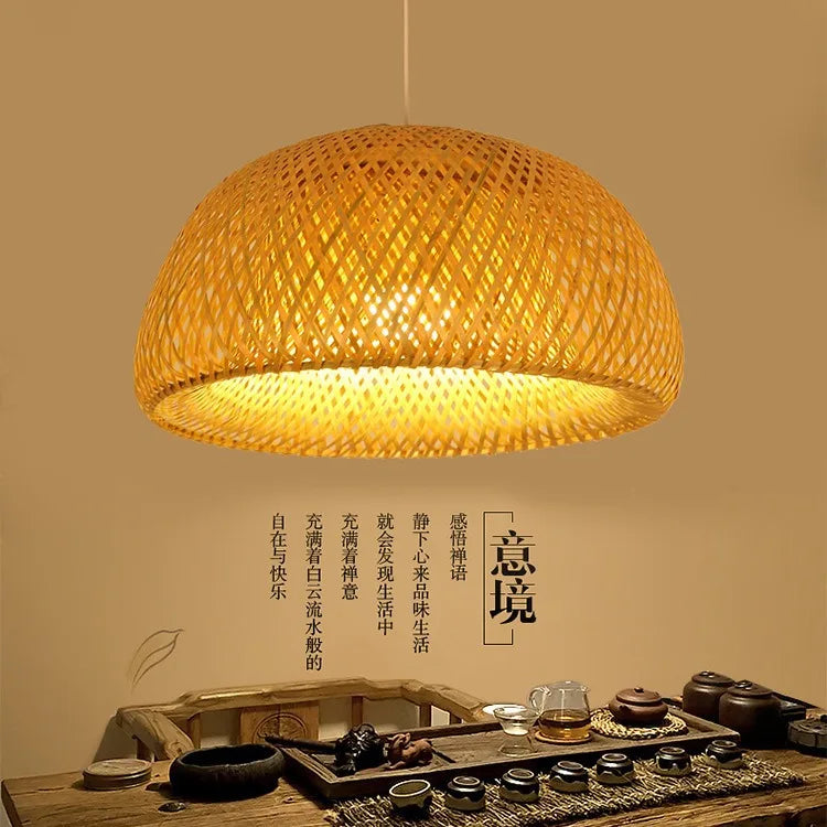 2026 Bamboo Pendant Lamps Hand Knitted Chinese Style Weaving Hanging Lamps 26cm Restaurant Home Decor Lighting Fixtures HOT