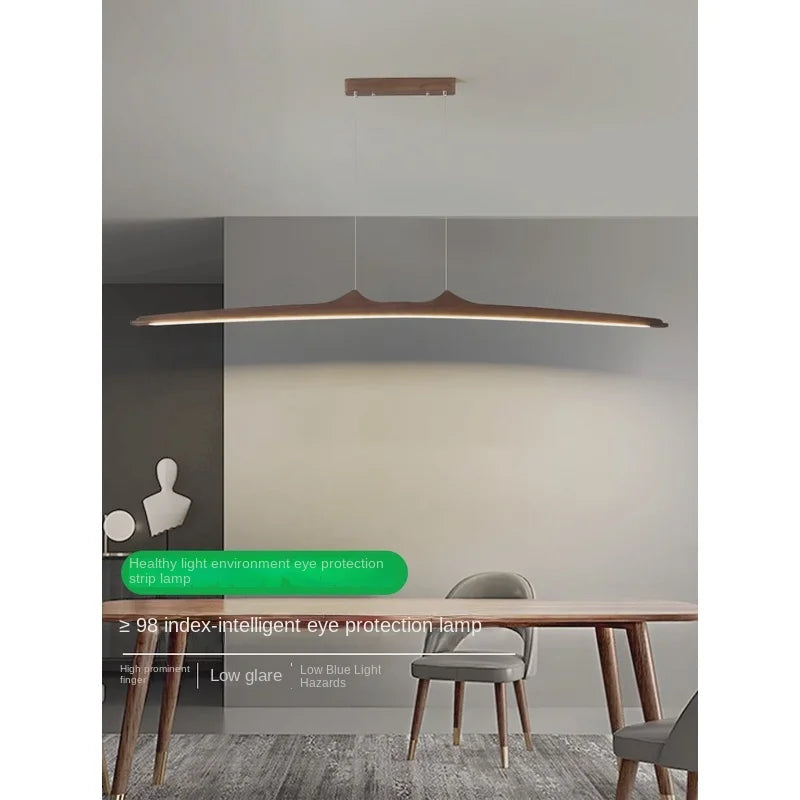 Walnut Restaurant Pendant Light Minimalist Dining Table Vintage Lighting Fixtures Living Room Bar Counter LED Long Chandelier