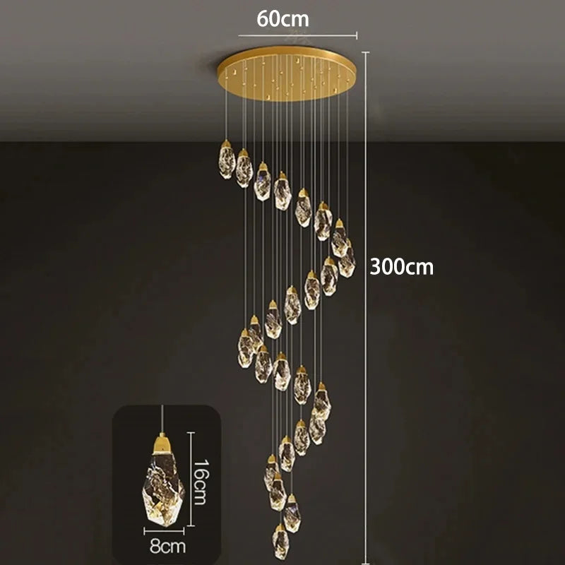 Modern Home Decoration Crystal Ceiling Lights Chandelier Staircase Pendant Lamp Living Room Hanging Lights Interior Lighting