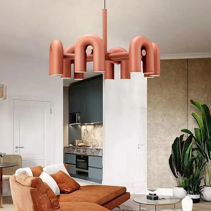 Nordic Creative U Shaped Pendant Light Restaurant Living Room Bedroom Personalized Minimalist Led Designer Decorative Chandelier