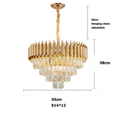 Modern round square layered crystal chandelier black gold luxury Led ceiling lamp living room main lamp villa foyer lighting