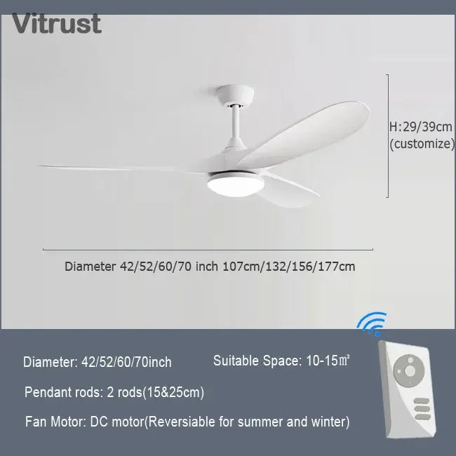 Luxury Natural Wooden Ceiling Fan Home Decorative Pendant Fan With Lamp Reversible Motor Suitable for Summer and Winter