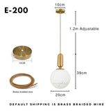 Modern LED Round Glass Ball Pendant Lights Iron E14 Pendant Lamps Hanging Light Fixture for Living Bedroom Dining Room
