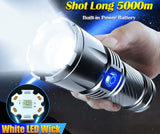5000 Meters Throw LED Flashlight Typ-C Rechargeable Searching LED Spotlights 1000000 High Lumens White LED Tactical Flashlights