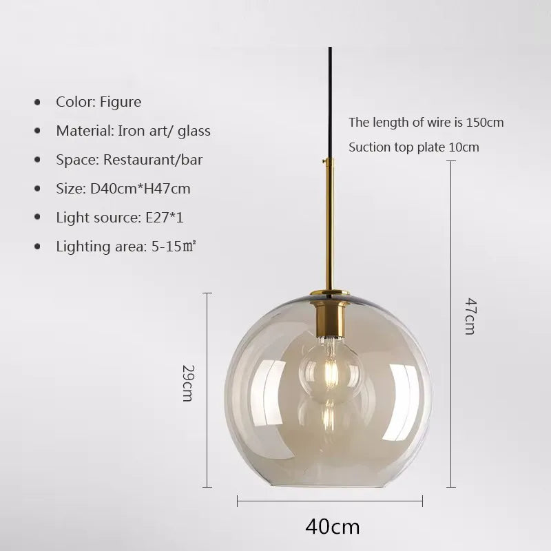 Modern Nordic hanging loft  Glass luster Pendant Light industrial decors Lights Fixtures E27/E26 for Kitchen Restaurant Lamp