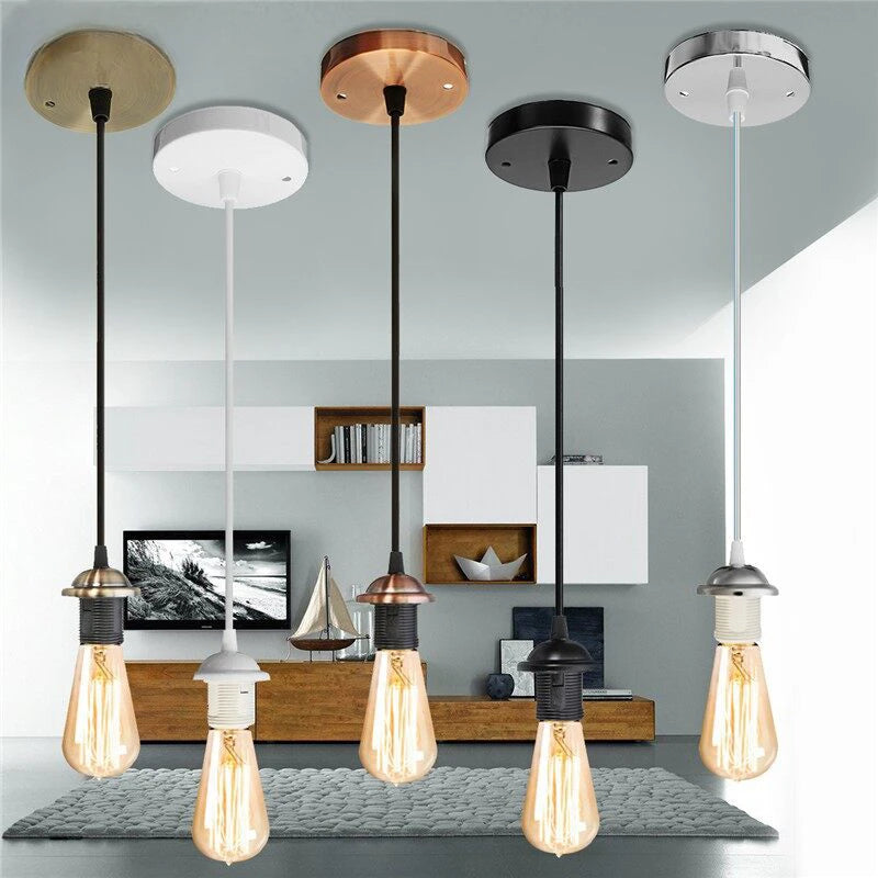 Vintage E27 Screw Pendant Light Socket Base - Industrial Loft Hanging Lamp Holder