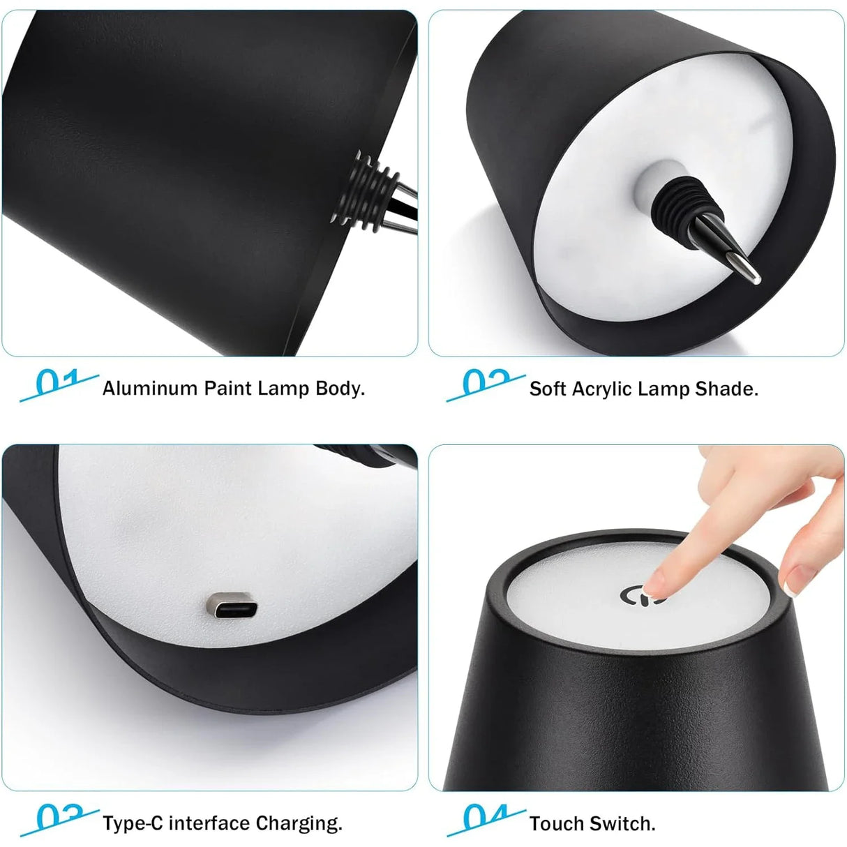 Wireless Bottle Table Lamp - 3 Colors Control + Stepless Dimming Night Light for Wine Bottles - Desk Lamp