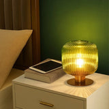 Retro Glass Table Lamp Pumpkin Ball Desk Light For Restaurant Study Living Room Bedside Hotel Villa Home Decors Luster's Lamp