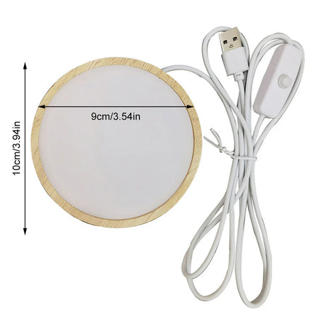 Wooden LED Light Display Base Wood Night Lamp Base LED Light Display Crystal Ball Wood Luminous Base For Home Decors