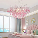 Light luxury living room pendant light creative girl pink branch shaped hall pendant branch water droplet restaurant