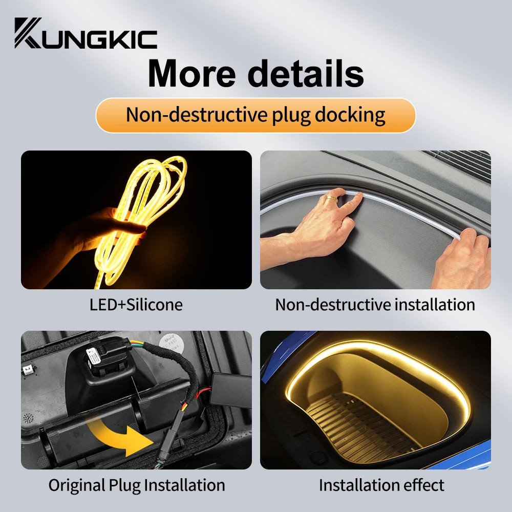 For Tesla Model 3 Highland 2024 2025 2026 Front Trunk Brighten LED Strip Waterproof Flexible DIY Flexible Front Rear Trunk Light