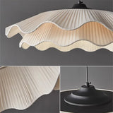 Korean Style Modern Art Decor Fabric LED Chandelier - Contemporary Textile Ceiling Pendant Light Fixture for Living Room, Bedroom & Dining Room