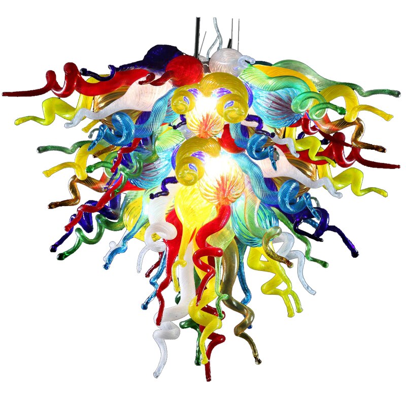 Colorful Pendant Light Italy Hand Blown Glass Chandelier Lightings LED 24Inches Home Island Light Villa Living Room Kitchen Room