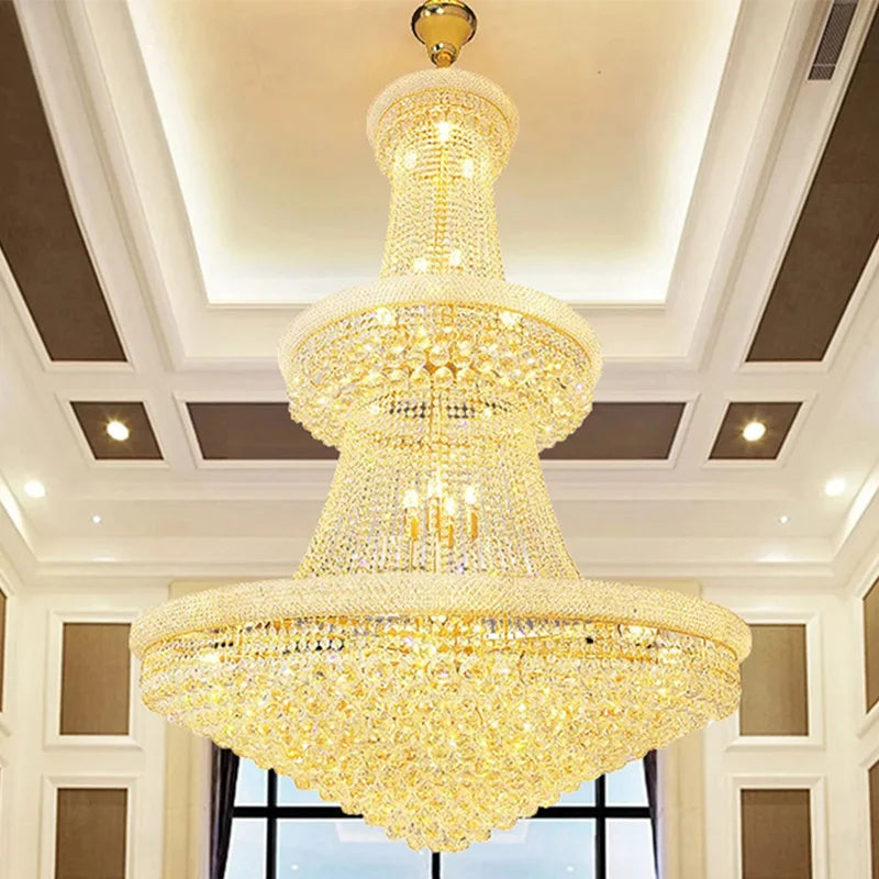 Luxury Crystal Chandeliers Villa Attic Stairs Lighting Lustre Decorate Indoor Living Room Loft Ceiling Pendant Lights Fixtures