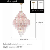 Crystorama Addis Polished Chrome Murano Glass Chandelier - Modern Luxury Pendant Light Fixture for Villa Staircase, Living Room & Hotel