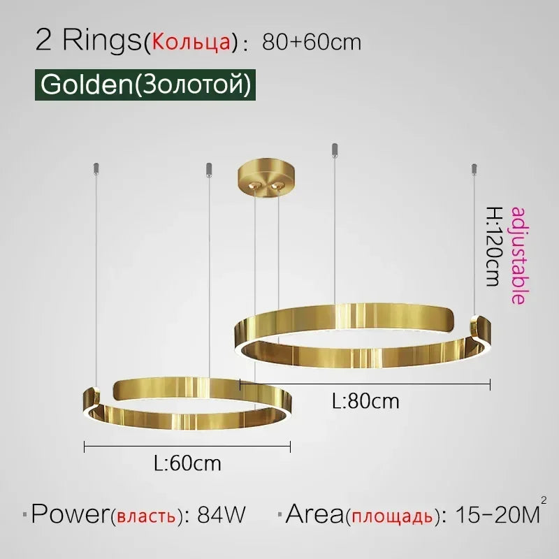 Nordic Designer Round LED Pendant Light - Modern Chandelier for Dining Room