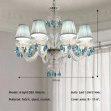 Light Blue K9 Crystal Lustre Led Chandelier Lighting Living Room Candle Pendant Lights Romantic Home Decor Led Luminarias Lamp