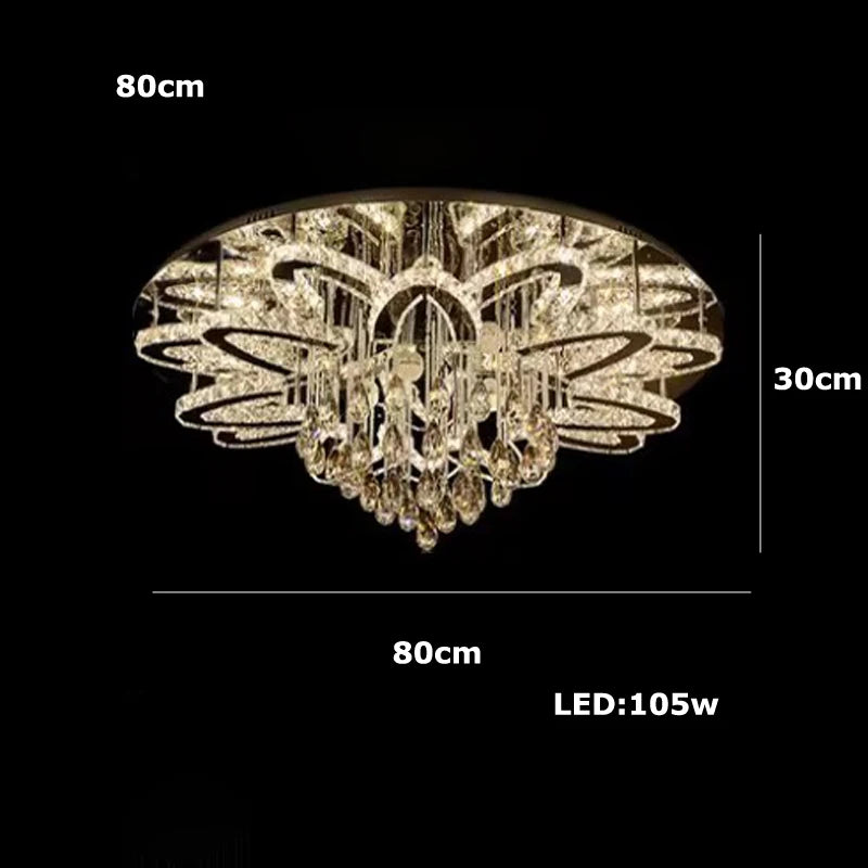High-end Luxury LED Chandelier Living Room Restaurant Bedroom Hotel Villa Remote Control Crystal Pendant Lamp Home Decor Light