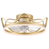 Modern Black/Gold 22 Inch Crown Shape LED Ceiling Fan Light with Remote Control for Bedroom Living Room