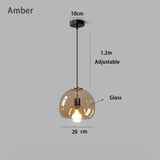 Modern Retro Glass Dining room Bedroom Living Room Chandelier Amber Smoke Gray Glass Small Chandelier Ambient Lighting E27