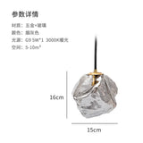Floating Lava Shape Glass Pendant | Ice Texture Bedside Light with 3-Color Mode