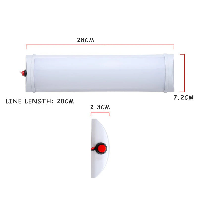 72 LED 12V-24V Car Interior Light Bar - Ceiling Dome Lamp for RV, Van, Boat & Trailer