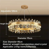 Luxury Double-Layer Round Crystal Chandelier (Golden Finish) - Modern Tiered Ceiling Pendant Light Fixture for Living Room, Bedroom & Dining Room