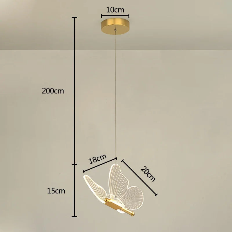 Gold LED Butterfly Lights Home Indoor Staircase Hanging Chandleiers Lamps Living Kitchen Island Bedroom Wall