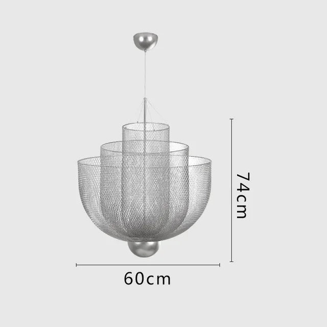 Rose Gold Chandelier Restaurant Bar Kitchen island Hanging Meshmatic Chandelier Net Designer chrome chandelier lighting