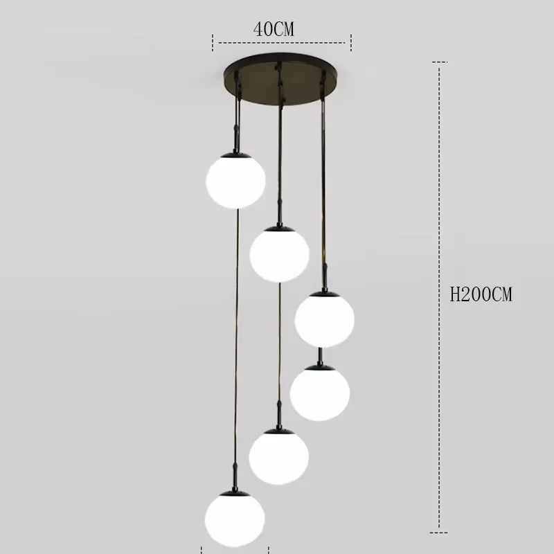 2026 Nordic White Ball Chandelier Lights Modern Led Long-Line Minimalist Lamp Living Room Villa Hotel Spiral Staircase Decor Lam