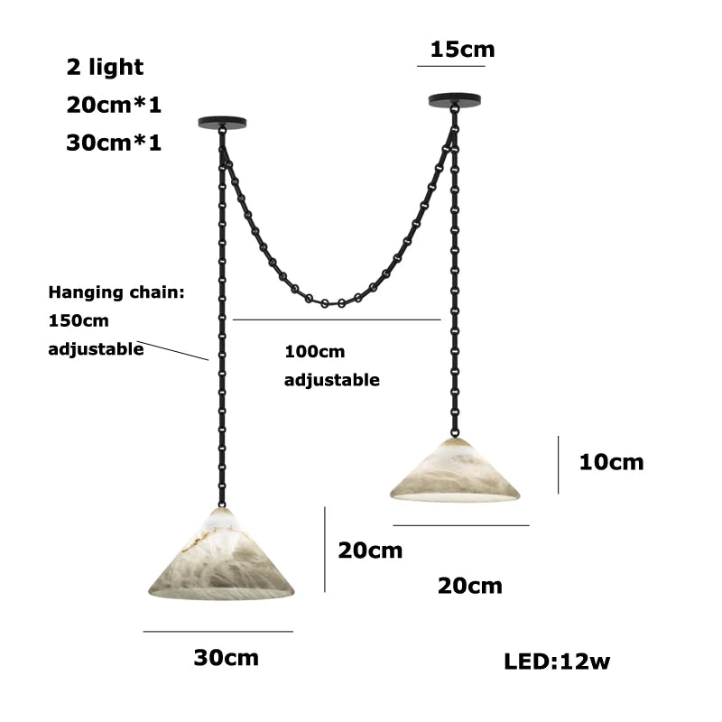 Marble Umbrella Diy Iron Chain Led 2025 Chandelier Alabaster Lustre Suspension Luminaire Lampen For Corridor Entry Way