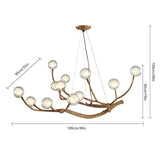Modern 12 LED Chandelier Glass Bubble Lamp Tree Branch Hanging Ceiling Light 36W