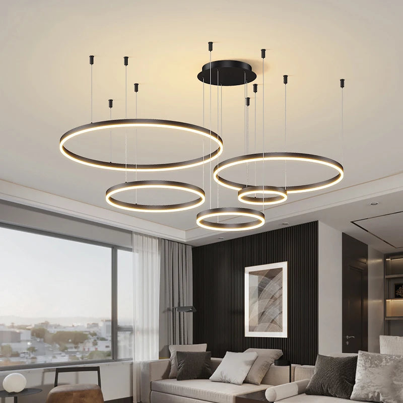 Modern living room LED circular ceiling pendant light indoor lighting study bedroom light circular hanging light home decoration