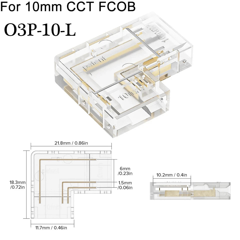 COB LED Connectors 90 Degree L Shape Corner 5/8/10mm Solderless For CCT FCOB RGB Strip Lights 2/3/4 Pin Connector Strip to Strip