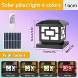 Outdoor LED Solar Pillar Light - Waterproof Dual-Power Fence Post Lamp