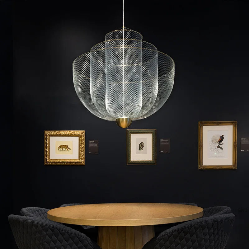 Modern New Indoor Decorative Simple Birdcage Chandelier Mesh Metal Design Living Room Dining Room Light Lobby Mesh Chandeliers