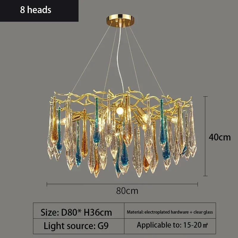 2025 Modern Gold Crystal Chandelier Living Room High Ceiling Luxury Big Lustres Aluminium Crystal Tree Branch Chandelier Lights