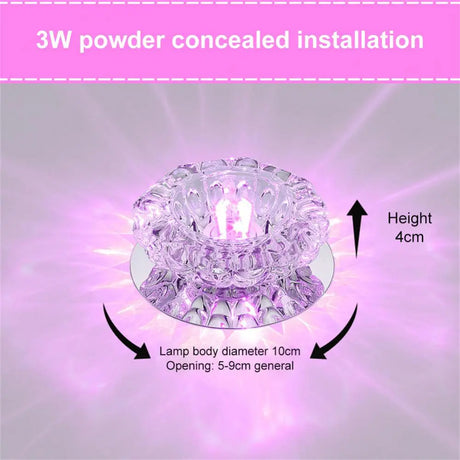 Flush LED Ceiling Lamp Living Room Crystal Corridor Aisle Lights 3W Three-color LED Ceiling Lights Balcony Lamp