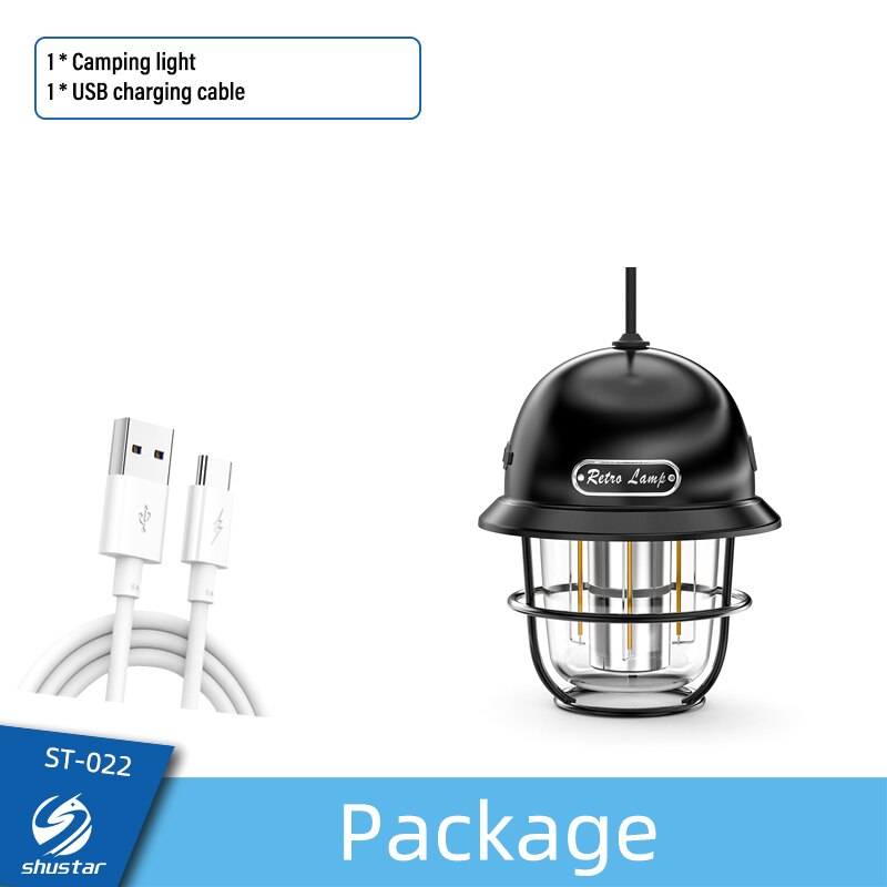 Vintage Style Ceramic Wick Camping Light Rechargeable LED Super Bright Camping Light 4 Lighting Modes Waterproof Outdoor Light