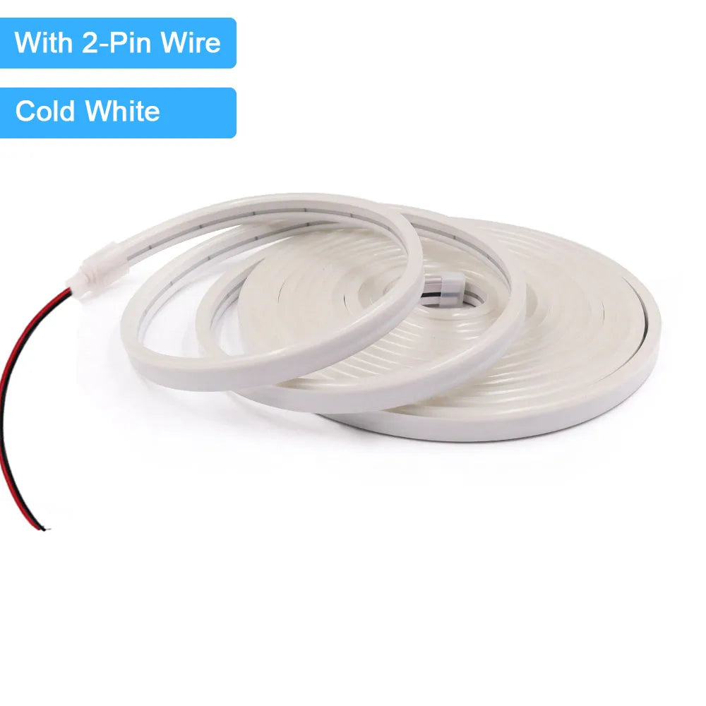 12V/24V Waterproof Flexible LED Neon Strip Light (6x12mm Silicone Rope) - DIY Neon Sign Light with DC Plug / 2-Pin Wire Option