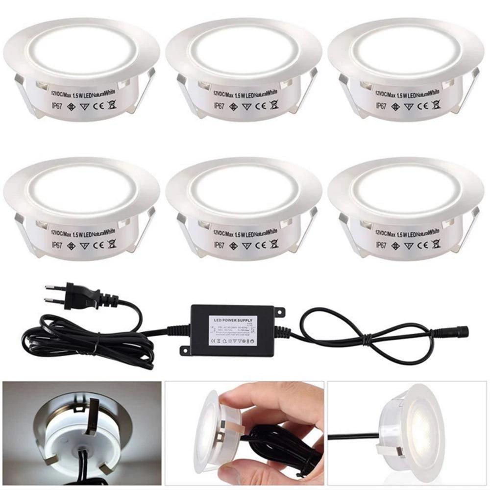 LED Deck Lights 12V Dimmable Underground Lamp | Recessed Outdoor Stair Lighting | IP67 Waterproof Garden Lights