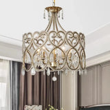French French Crystal Candle Chandelier (Solid Copper) - Romantic Vintage Pendant Light Fixture for Living Room, Bedroom & Home Decor