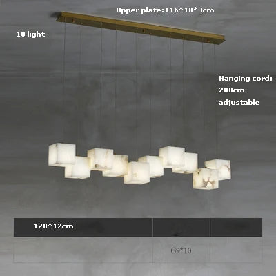 Rubik's Cube Marble Home Decoration Gold LED Chandelier Lighting Hanging Lamps 2026 New Trend Lustre Para Sala Estar For Foyer