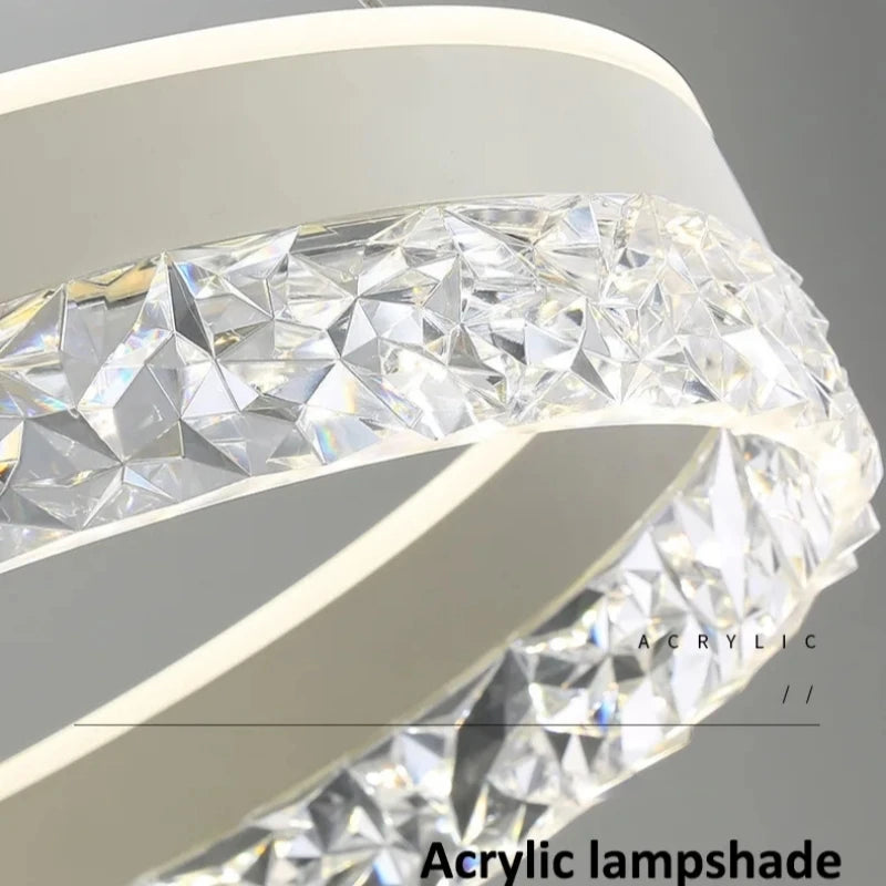 Modern Ring Pendant Lights Crystal for Living Dining Room Bedroom Hall Ceiling Chandelier Lamp Home Hanging Lustre Luminaire