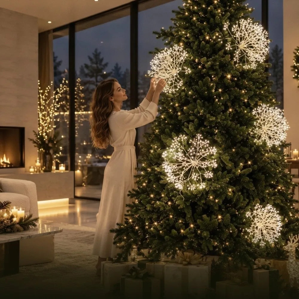 LED Lighted Lighted Christmas Ball Ornament Snowflakes Starry Sky Led Christmas Pendant Exquisite 30cm/50cm LED Starburst Lights