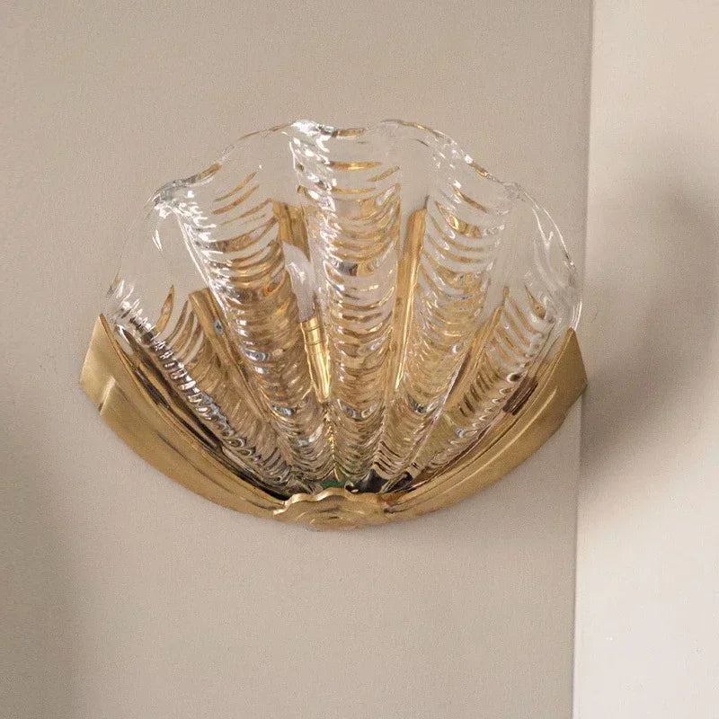 Shell Creative Glass Decoration French Retro Wall Light Luxury Living Room Bedroom Entrances Corridor Mirror Led Light