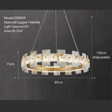 Modern LED Chandeliers Lighting For Living Room Foyer Bedroom Restaurant Pendant Lamps Natural Marble Decoration Lustre Fixtures