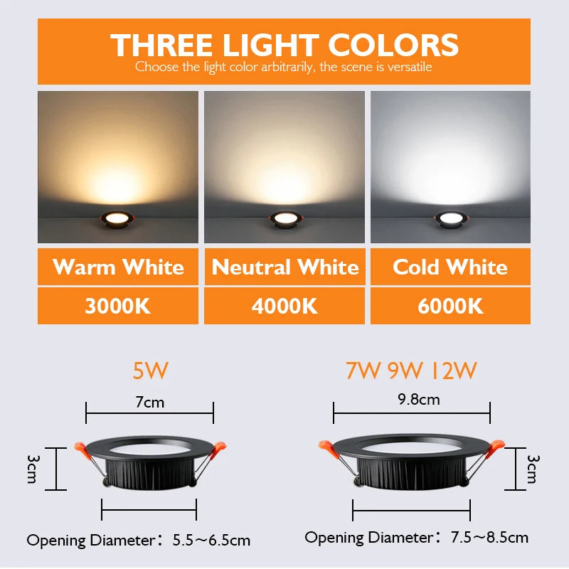 10pcs AC 220V 230V 110V Led Downlights 5W 7W 9W 12W 15W 18W LED Ceiling Downlight Lamps Spotlight Round Home Indoor Lighting