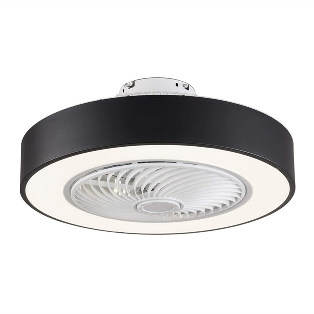 Modern Round Black/White/Gray 22 Inch LED Ceiling Fan Light with Remote Control for Study Room Bedroom