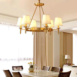 Rural LED ring Copper Ceiling Chandelier retro Fabric lamp Living Room Bedroom Home Decor Hanging Lamp American dining light